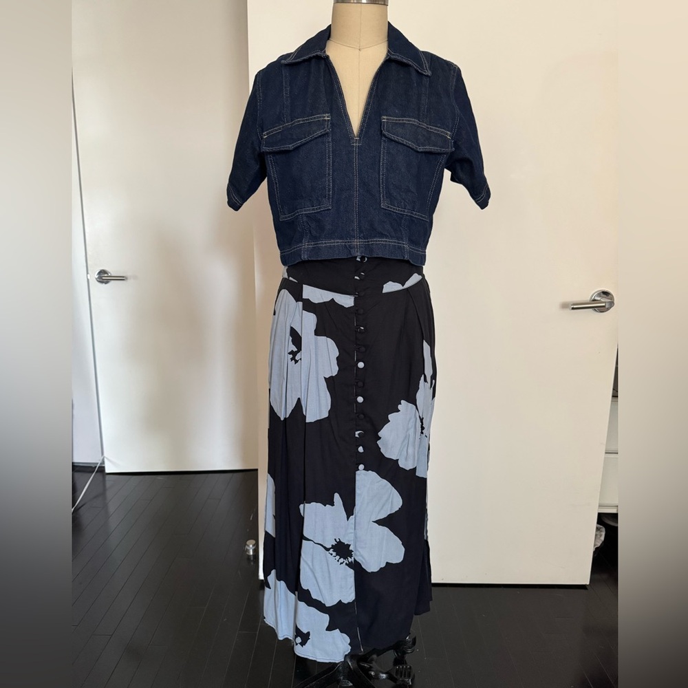 Floral Black and Light Blue Skirt